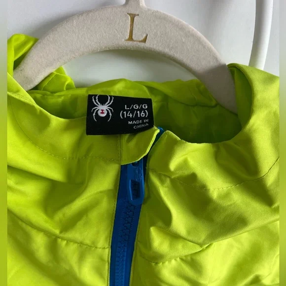 Spyder Neon Yellow and Blue Jacket boys Large - Picture 3 of 4